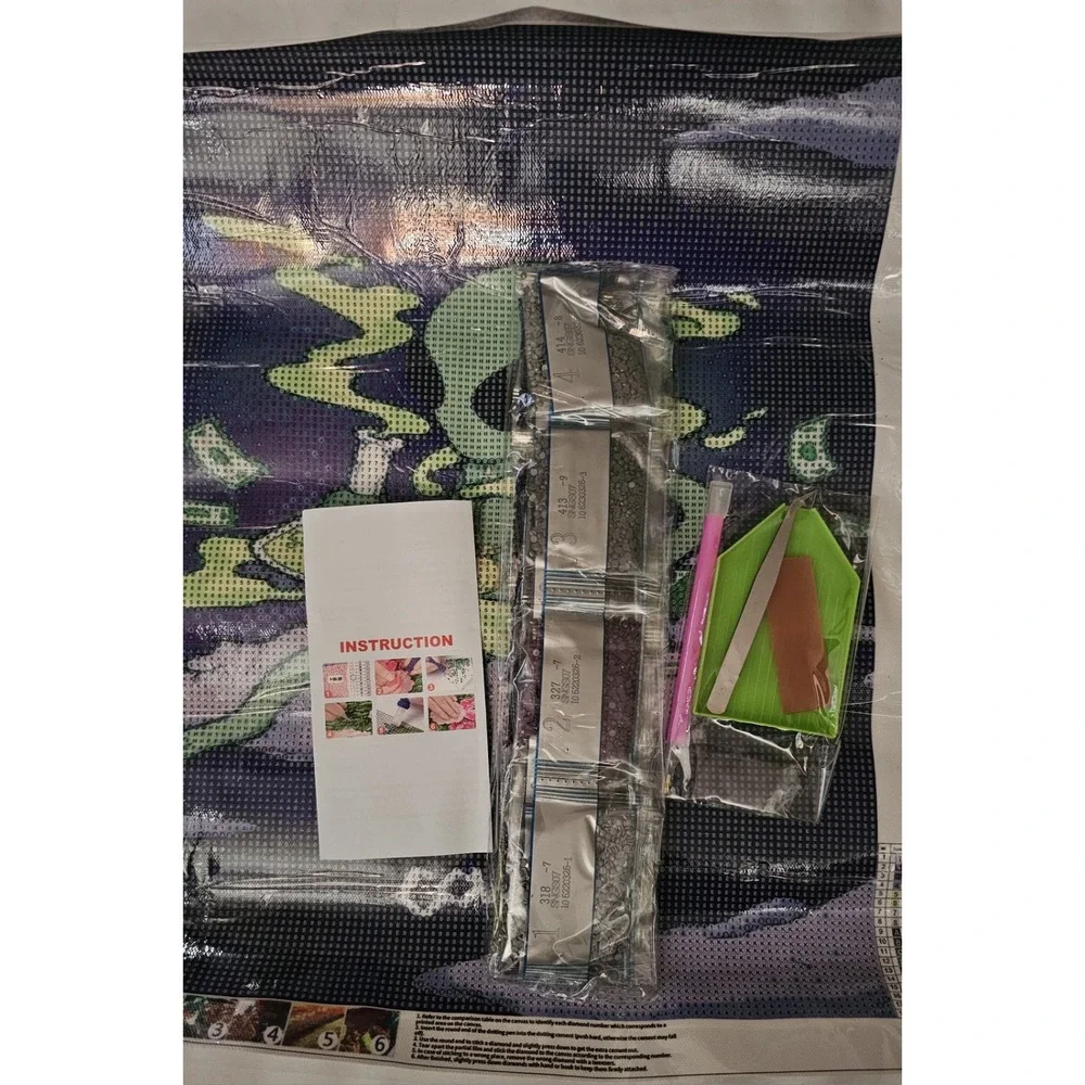 Lot Of 10 Same 5D Diamond Art Stoner Alien Trippy Stoner Bong Cowy Resellers